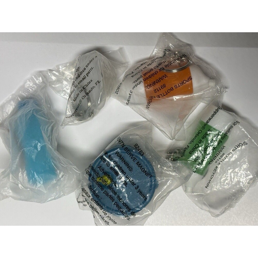 Tupperware Keychain Magnet Lot of 6 NEW Sports Bottle Fridge Bottle Prism NIP